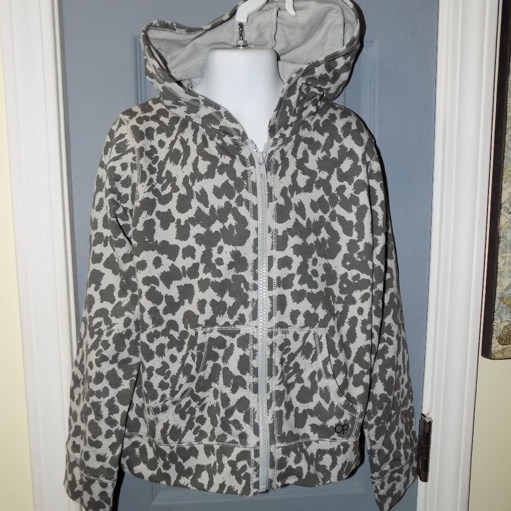 OP Gray Leopard Zip Up Jacket Size 6/6X Girls NEW